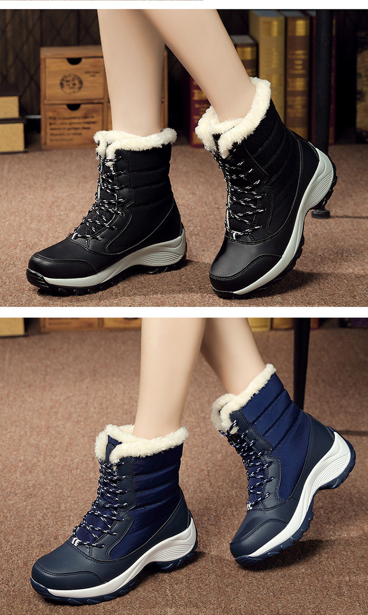 Snow boots, women's boots, flat heels, Martin boots, women's boots, lace up, women's cotton shoes, oversized outdoor travel