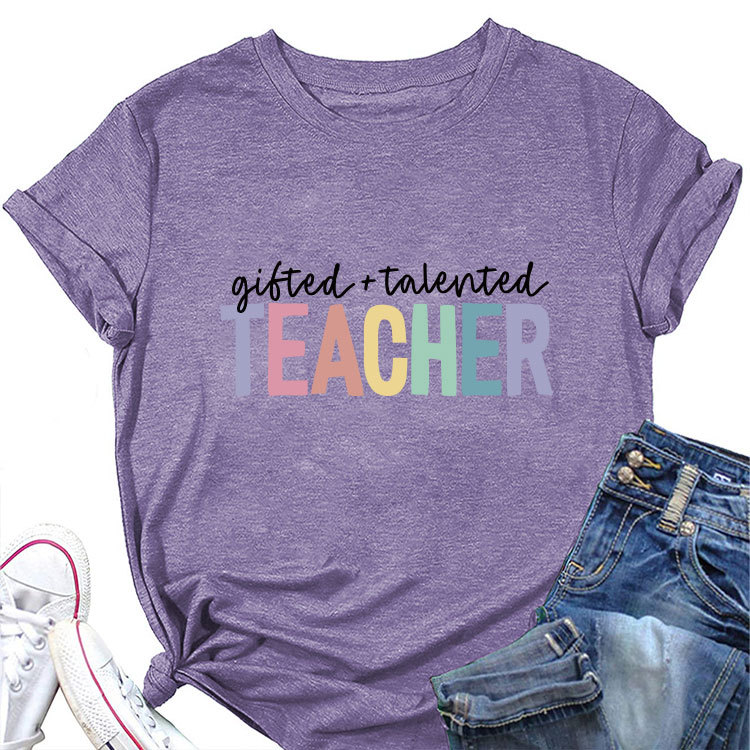 Ladies Geometric Print Crew Neck T-shirt