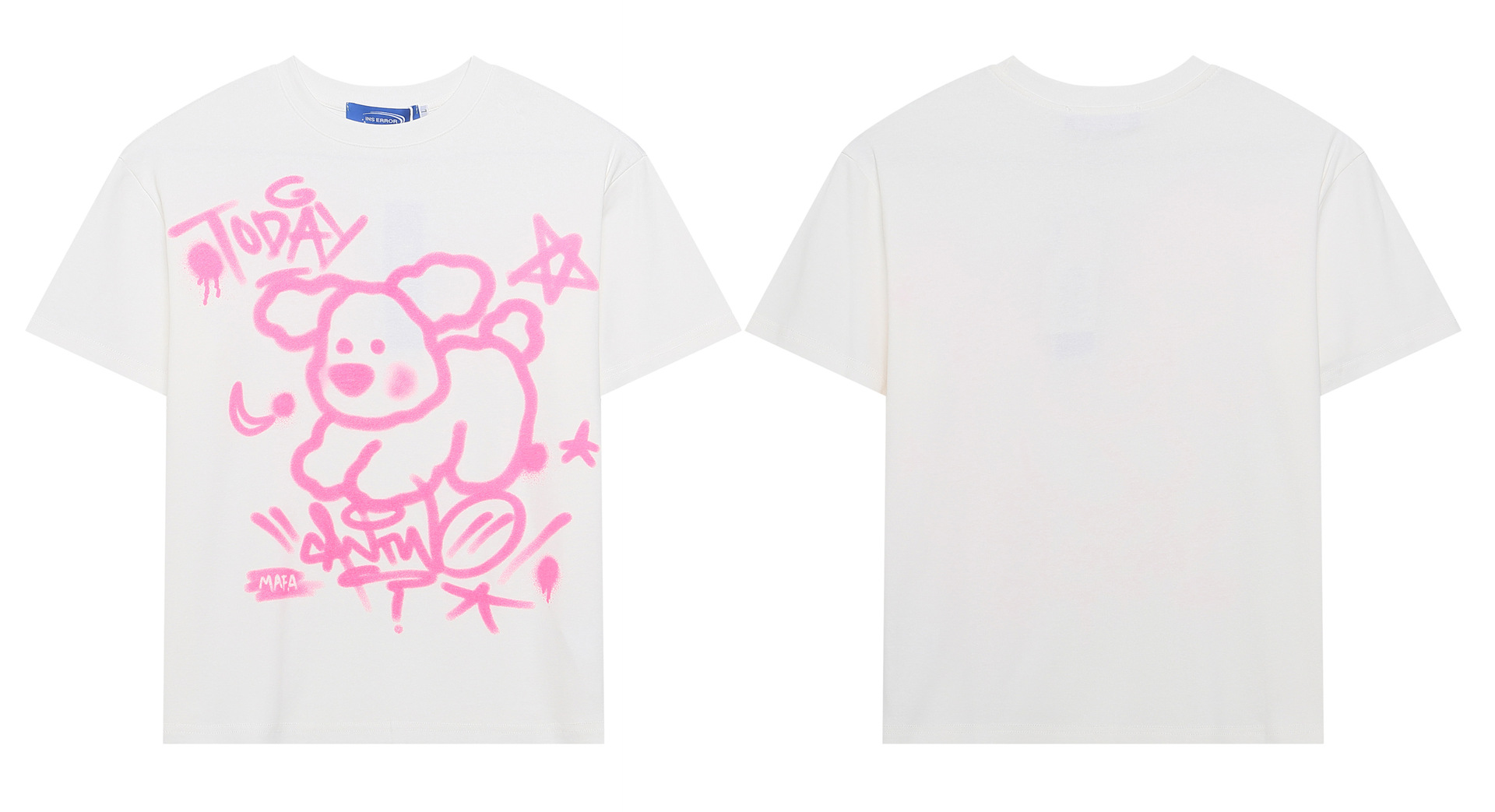 Printed white short sleeved t-shirt for women
