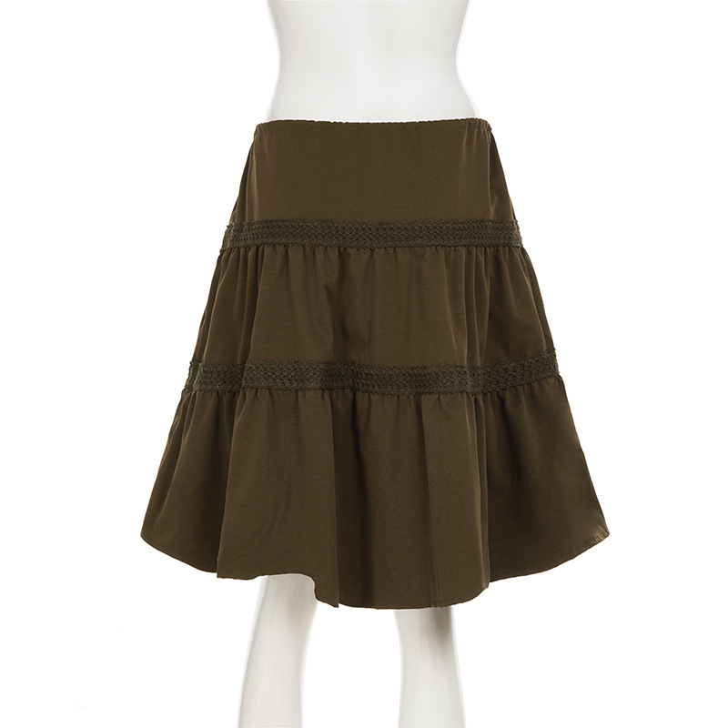 Soft Band Spliced Texture Feminine Skirt