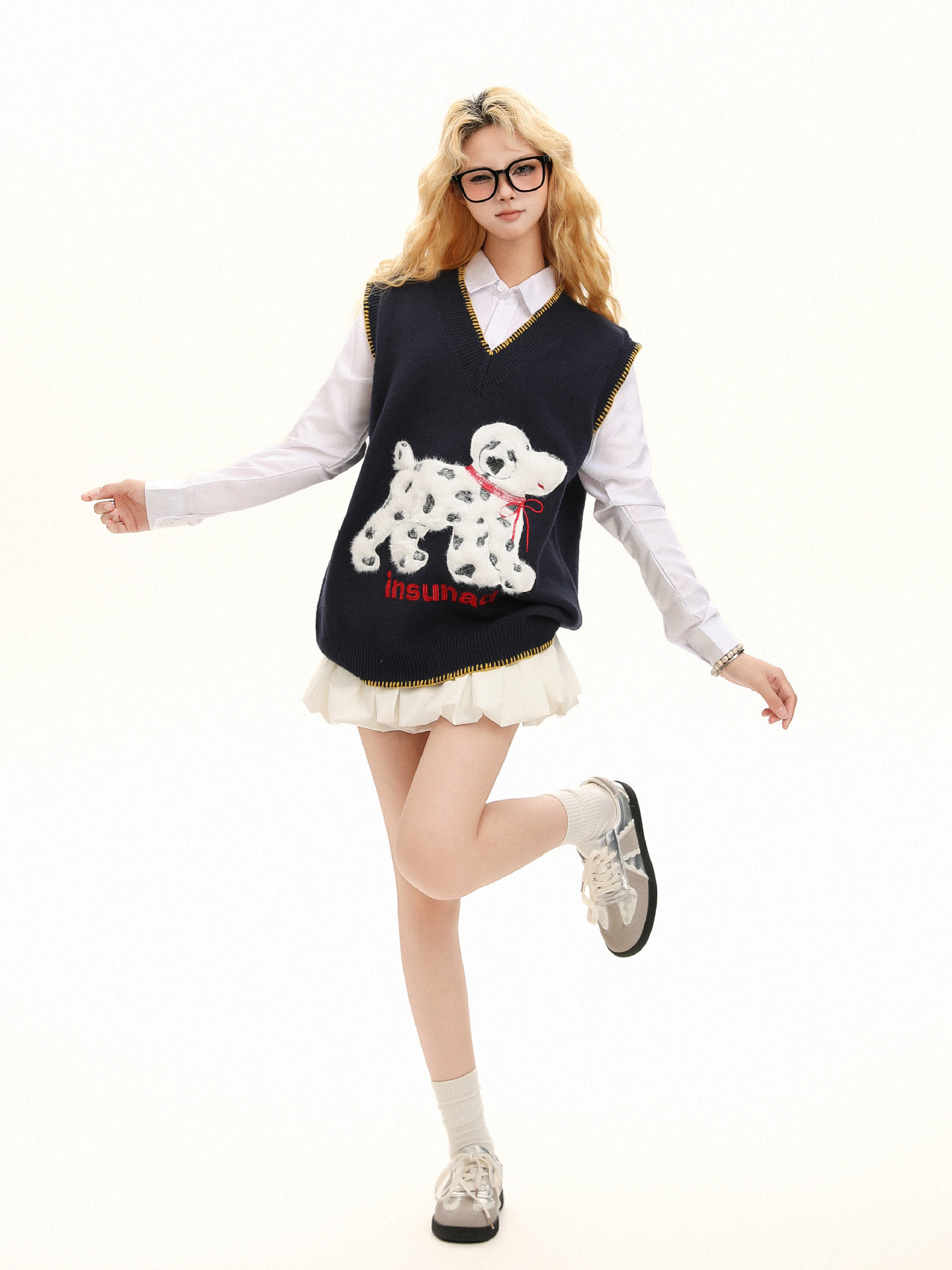 Custom Dalmatian Print Knit Sleeveless Pullover