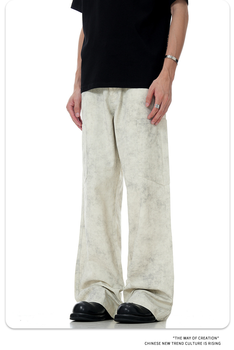 Work Pants for Men and Women Vintage Washed Slim Fit Loose Casual Trousers