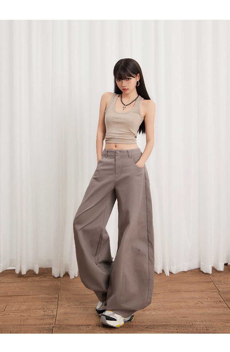 Women's High-Waisted Wide-Leg Jeans Pure Cotton Loose Pants