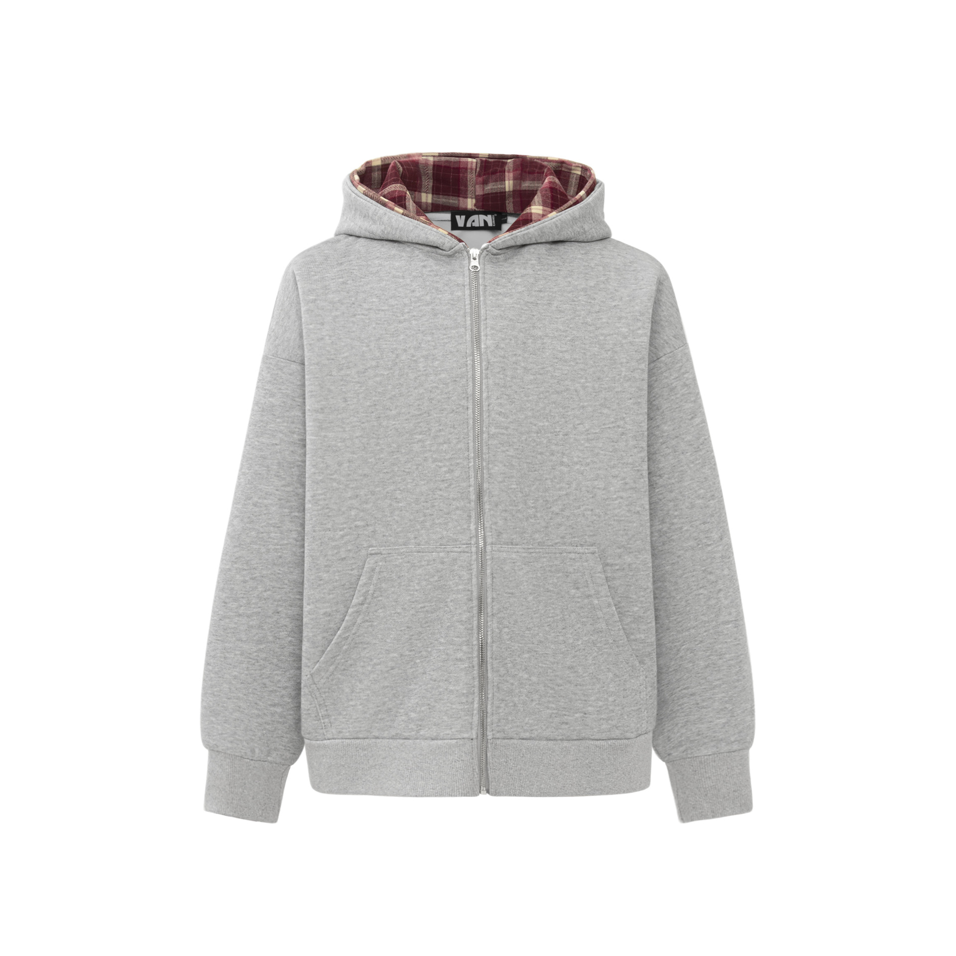 Oversized Checkered Cotton Zipper Hoodie