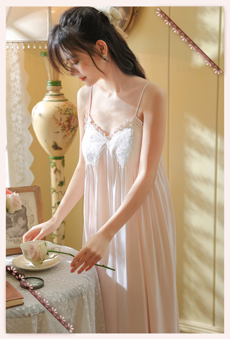 Cotton V-Neck Sleeveless Midi Bust Padded Lounge Dress