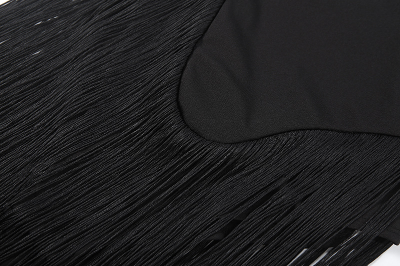 Raised-Waist Open Back Bandeau Fitted Tassel Jumpsuit