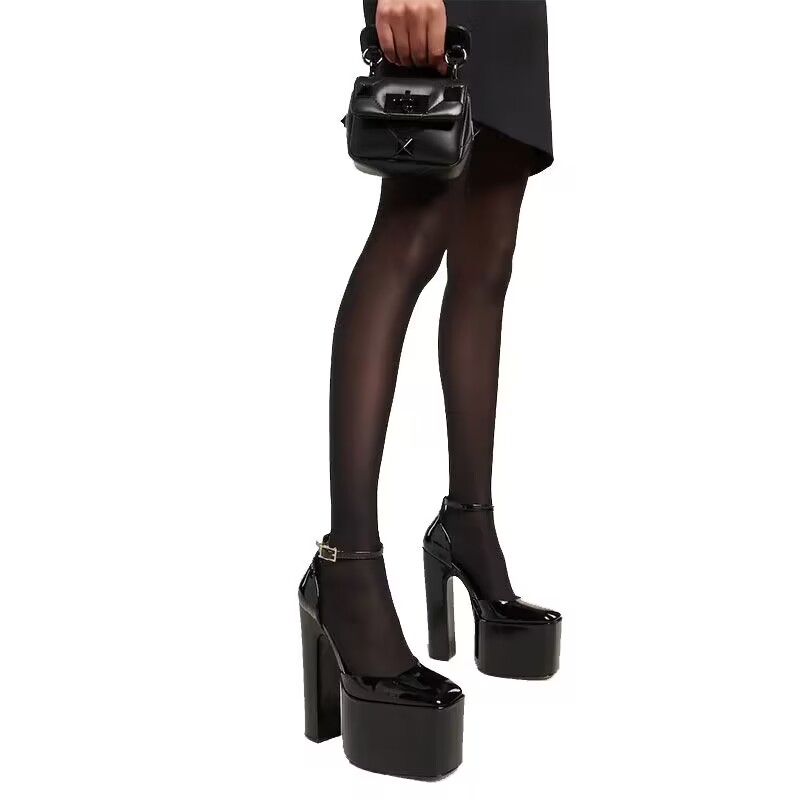 Processing time:5-7 days after placing orders Spring and Summer Women's Thick Sole Square Toe High Heels Fashion Model Show Party Party Wedding Large Women's Shoes