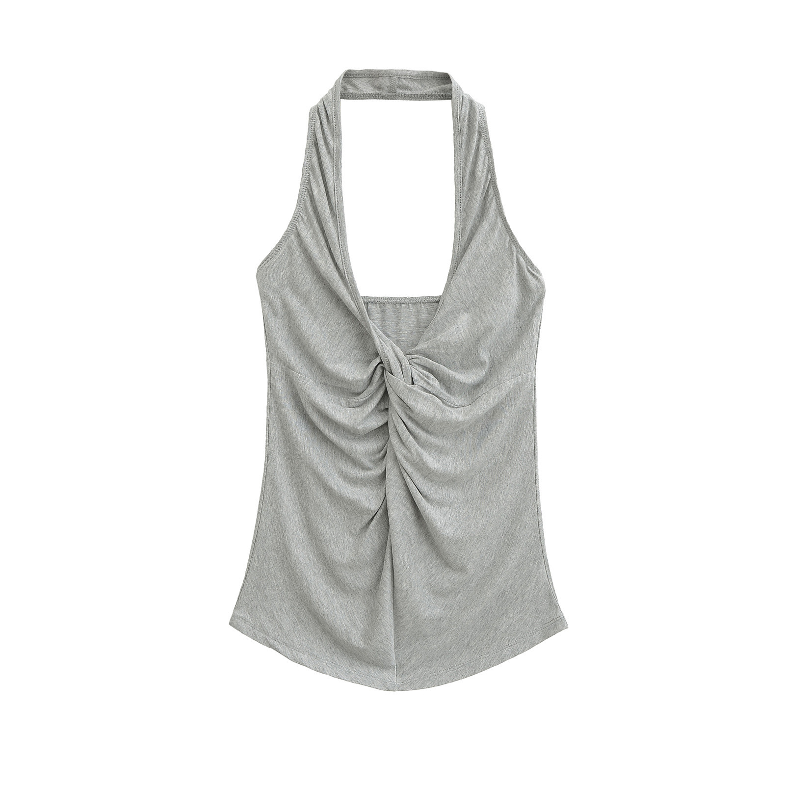 Slim Fit V-Neck Front Knot Strapless Tank Top for Women Sleeveless Top