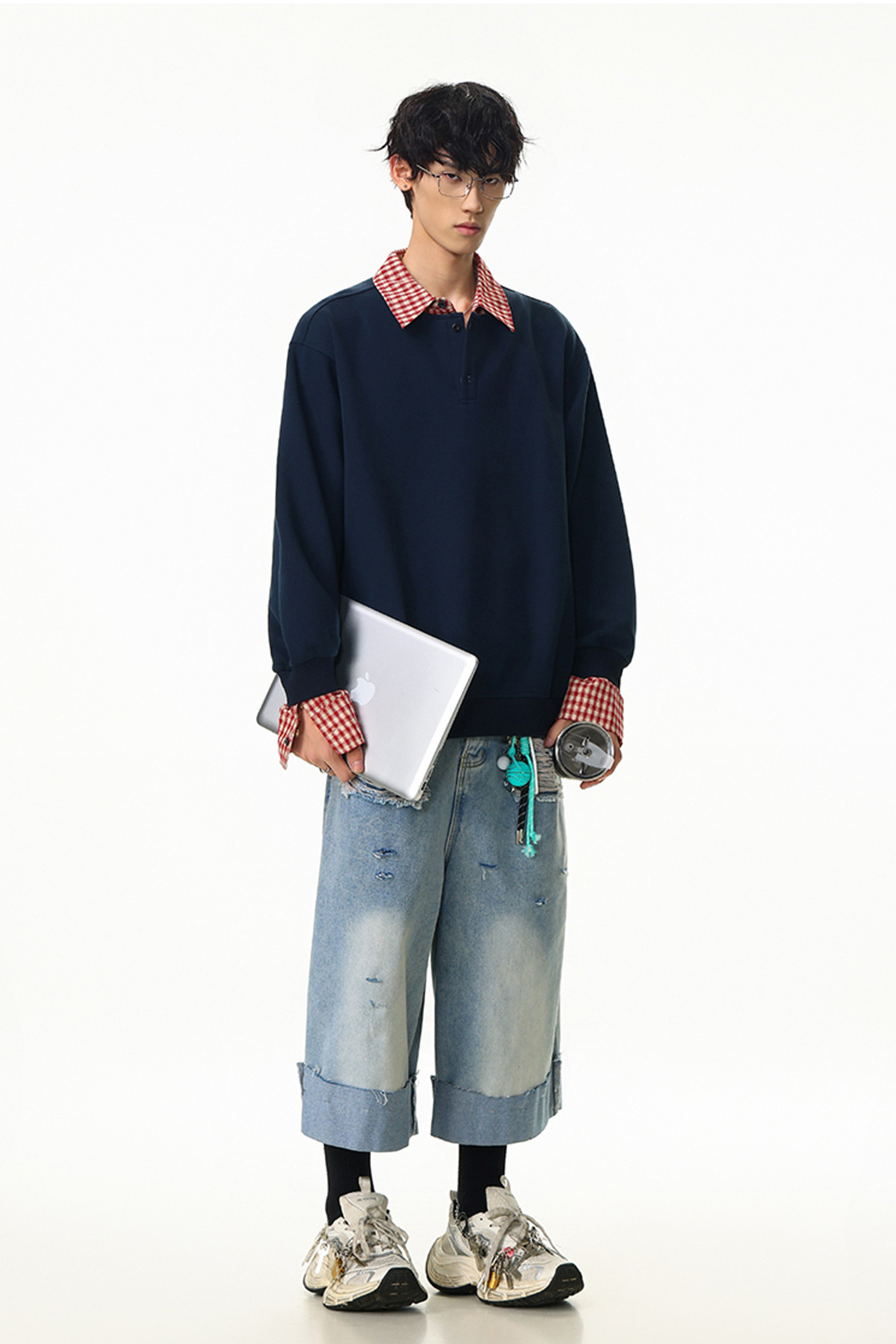 Solid Faux Layered Hoodie