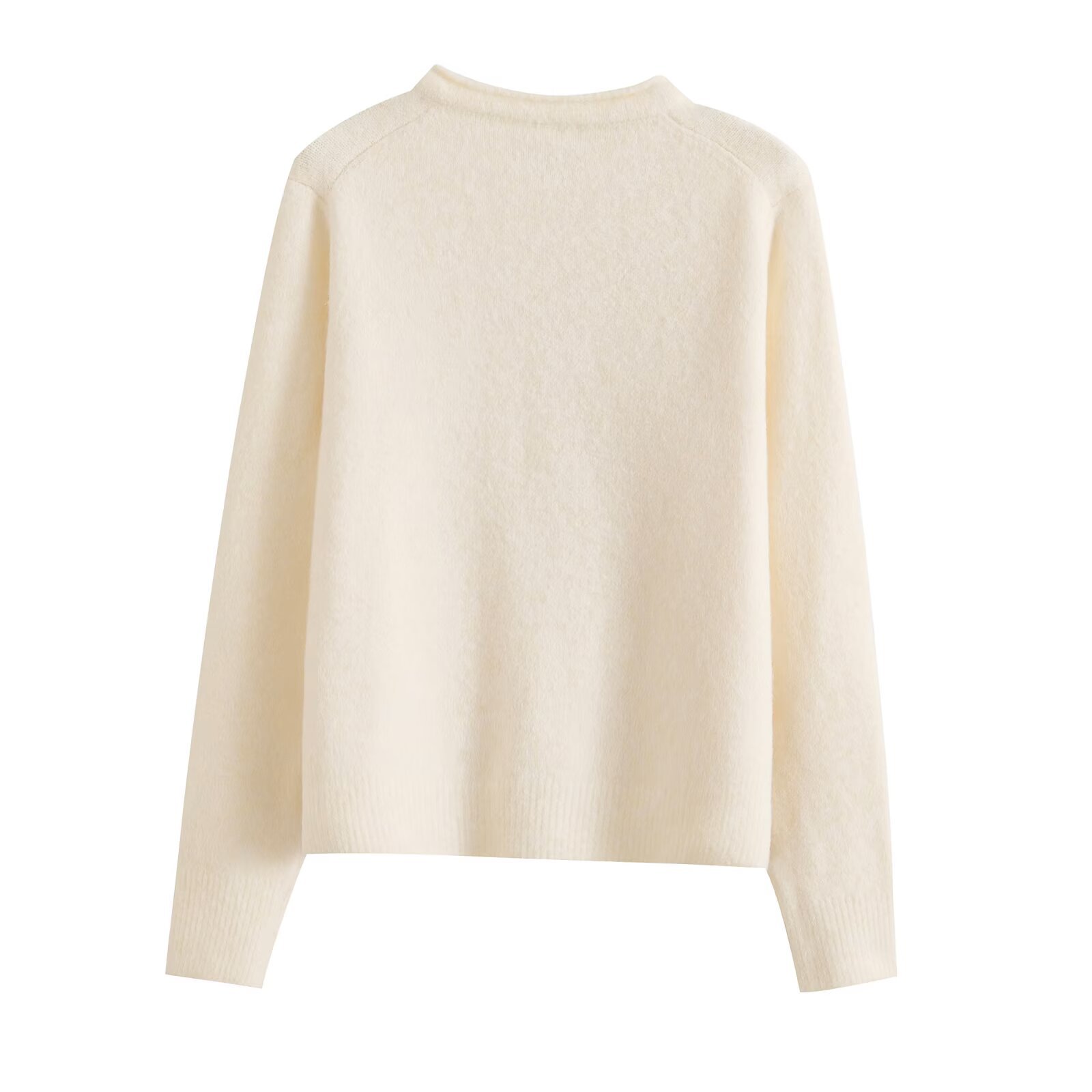 Polyester Crew Button Front Cardigan