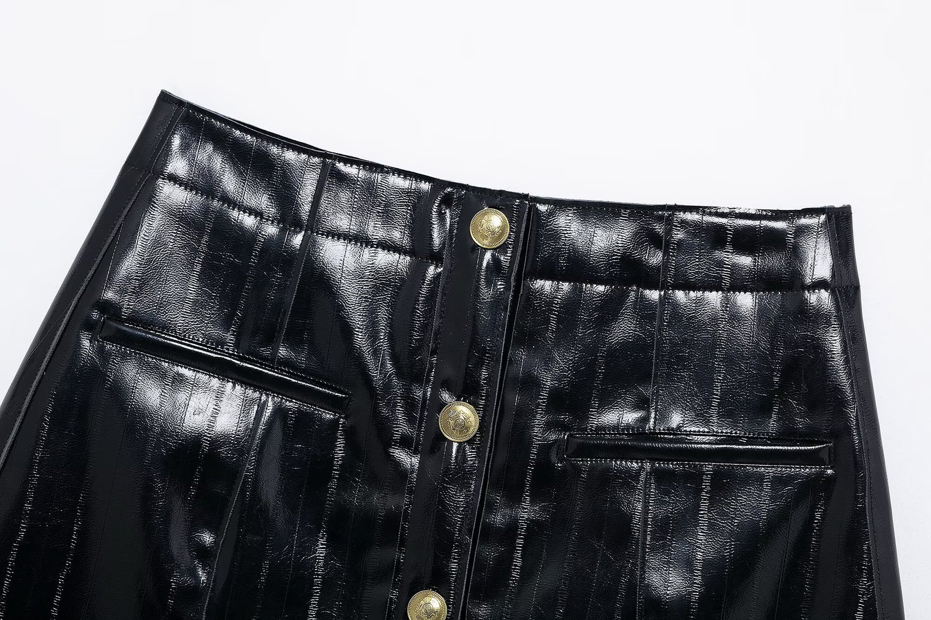 Ladies Dark Faux Pencil Skirt