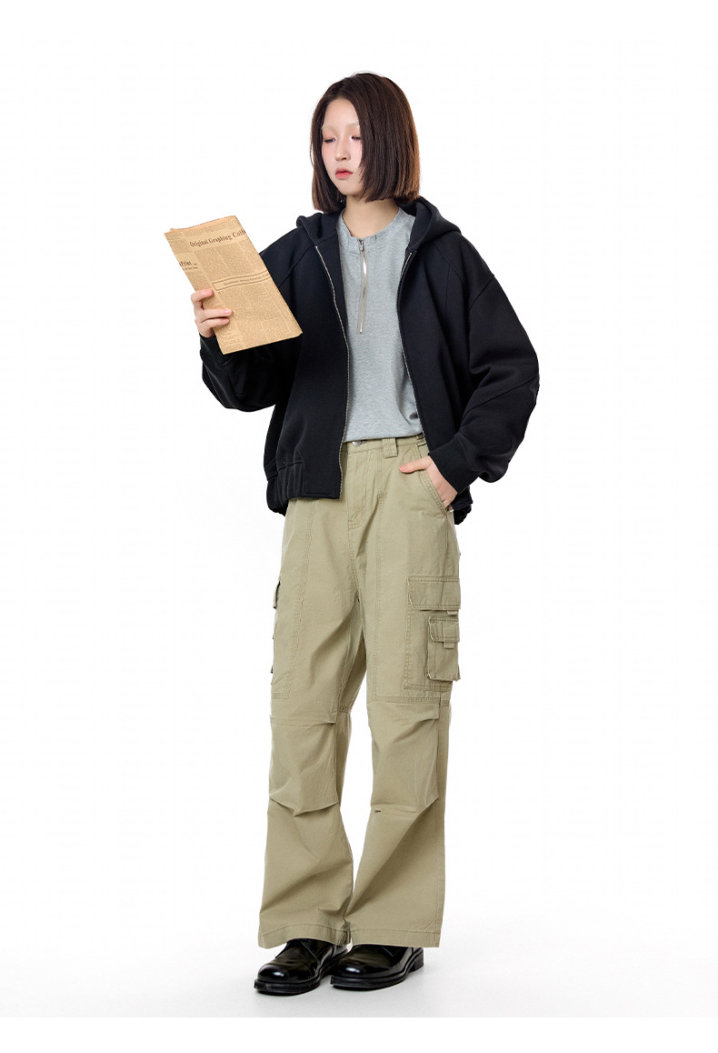 Loose Fit Cotton Blend Long Sleeve Hoodie