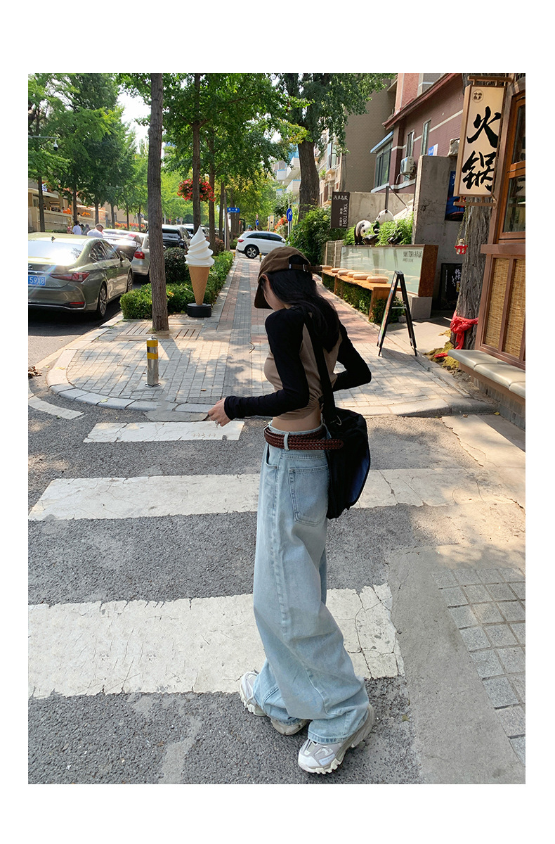 Women's Loose Wide-Leg Pants Versatile Summer Drape Straight Leg Jeans