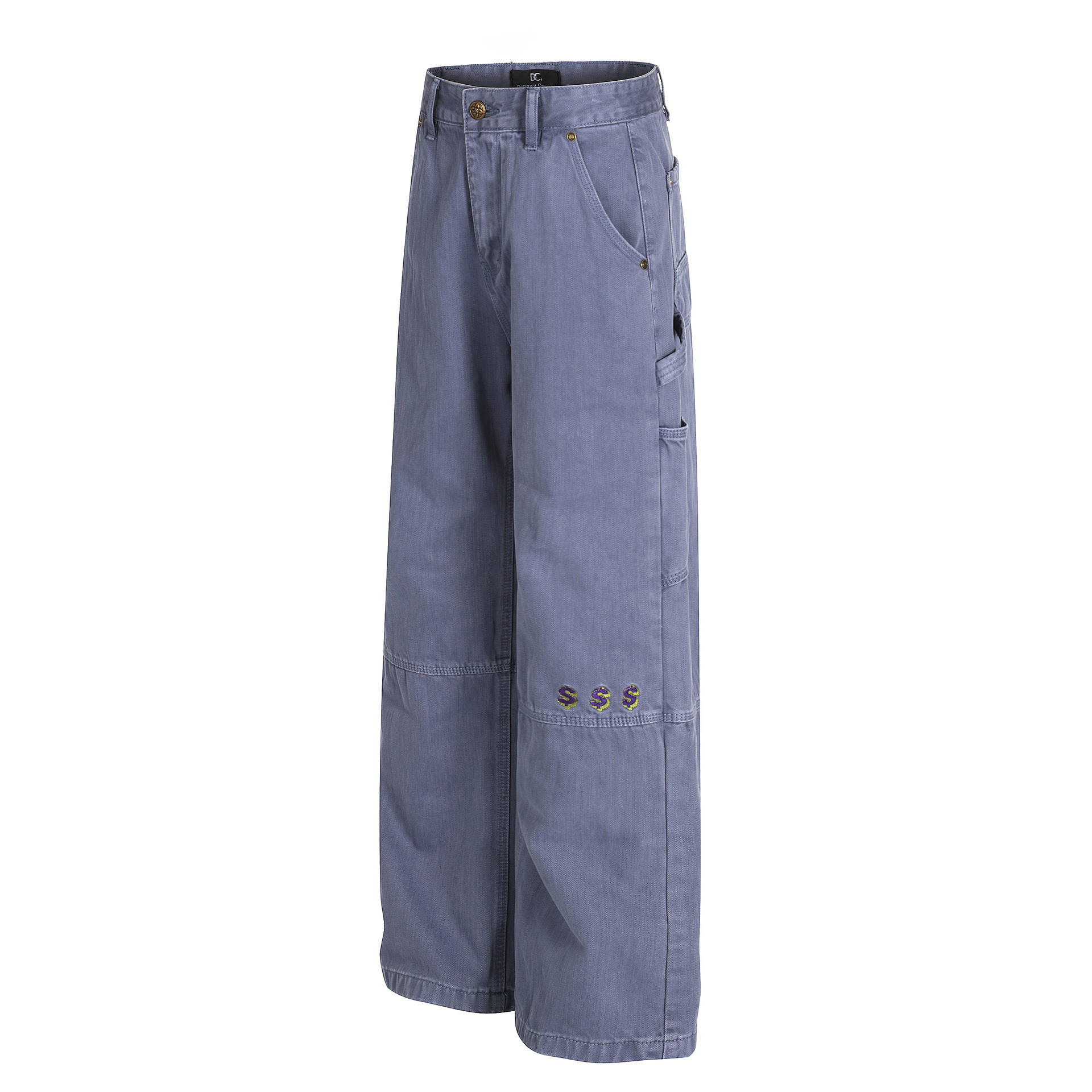 Street Vintage Unisex High-End Workwear Blue Design Men's Loose Straight Jeans
