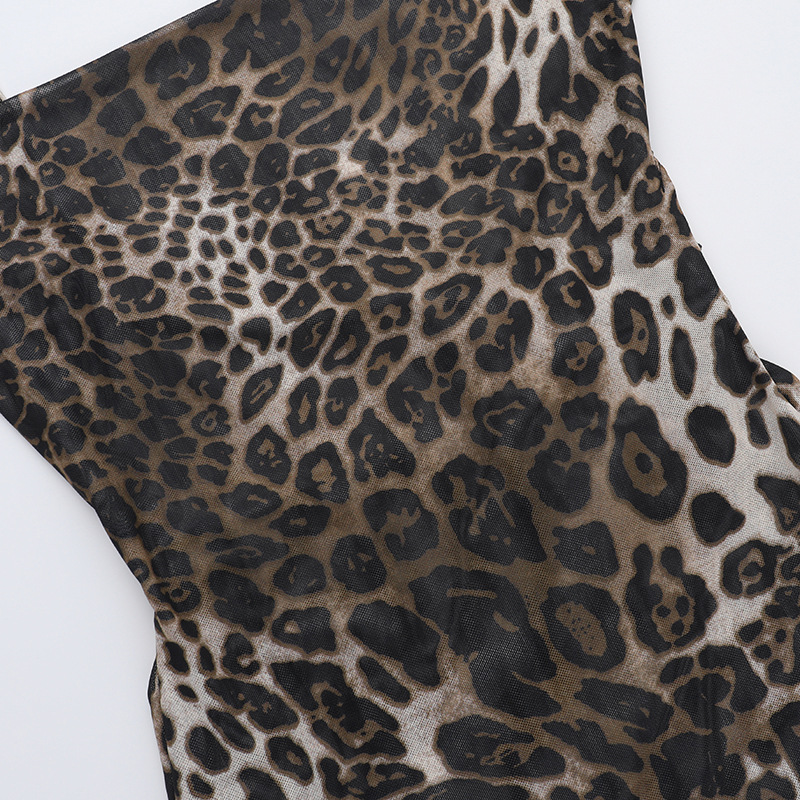 Hooded Sleeveless Leopard Print Open Back Polyester Dress