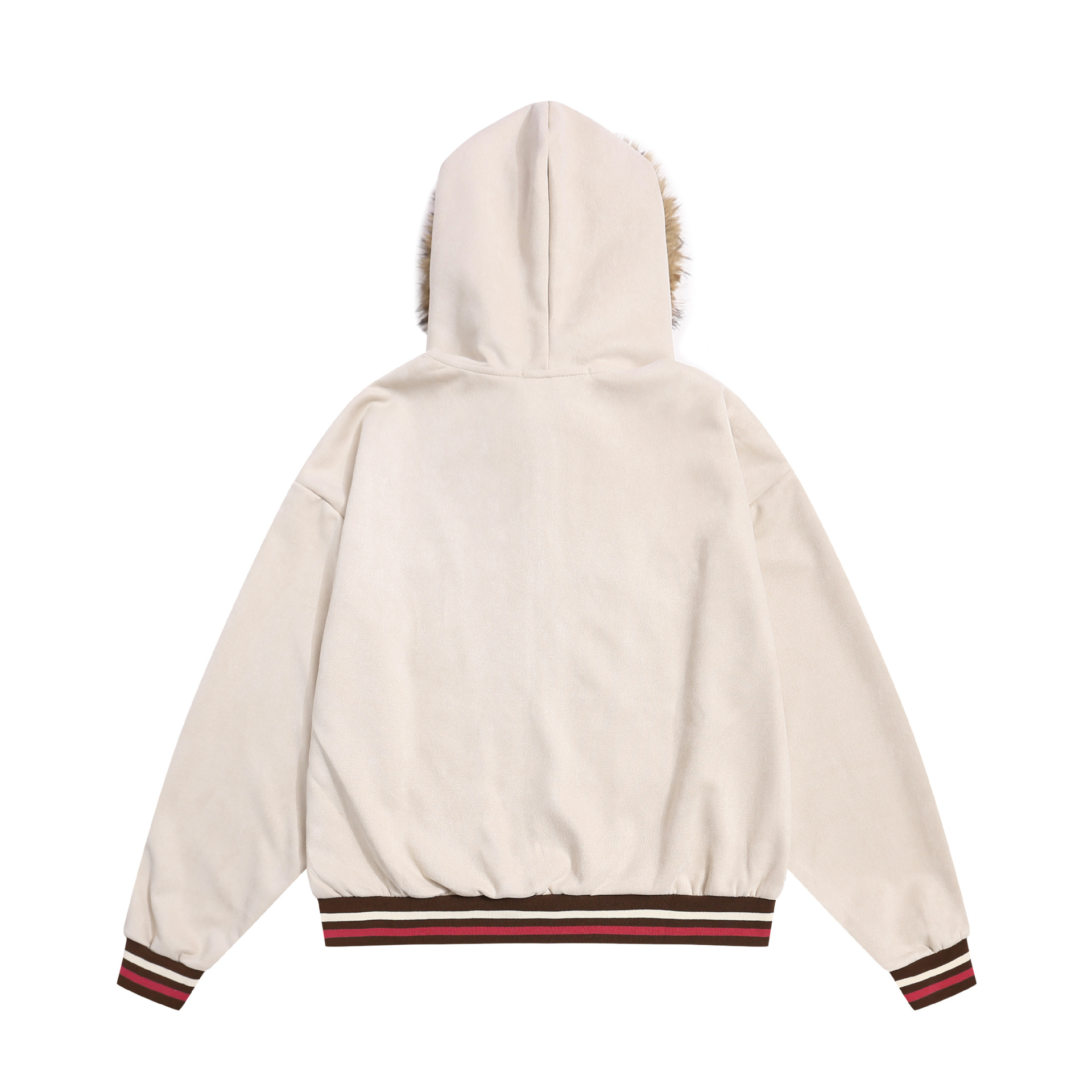 Wool collar zipper hoodie hooded