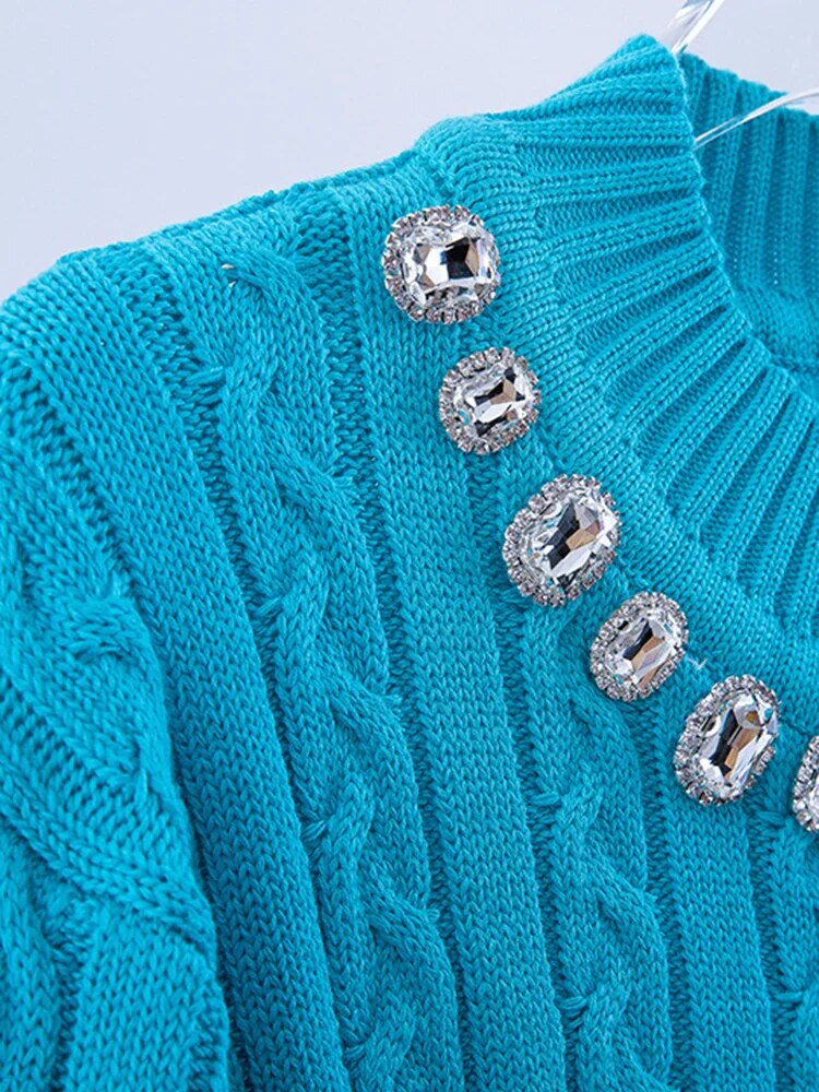 Ladies Geometric Print Crew Sweater