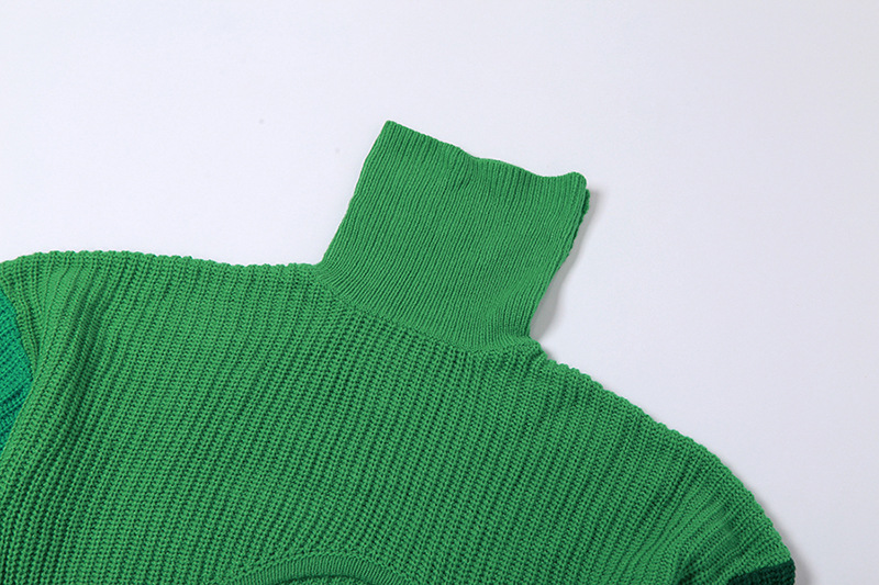 Ladies Asymmetric Textured Cropped High Neck Sweater