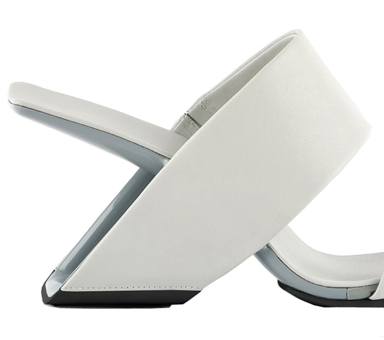 Summer shaped heel ladies square toe slippers