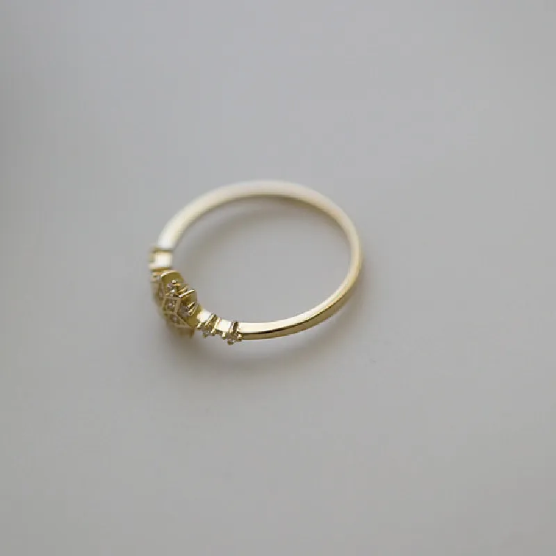 925 Sterling Silver Snowflake Ring 14k Gold Plating Simple Gold Silver color Women Engagement Wedding Ring Gift