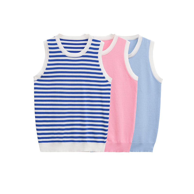 Open Front Sleeveless Polyester Sweater