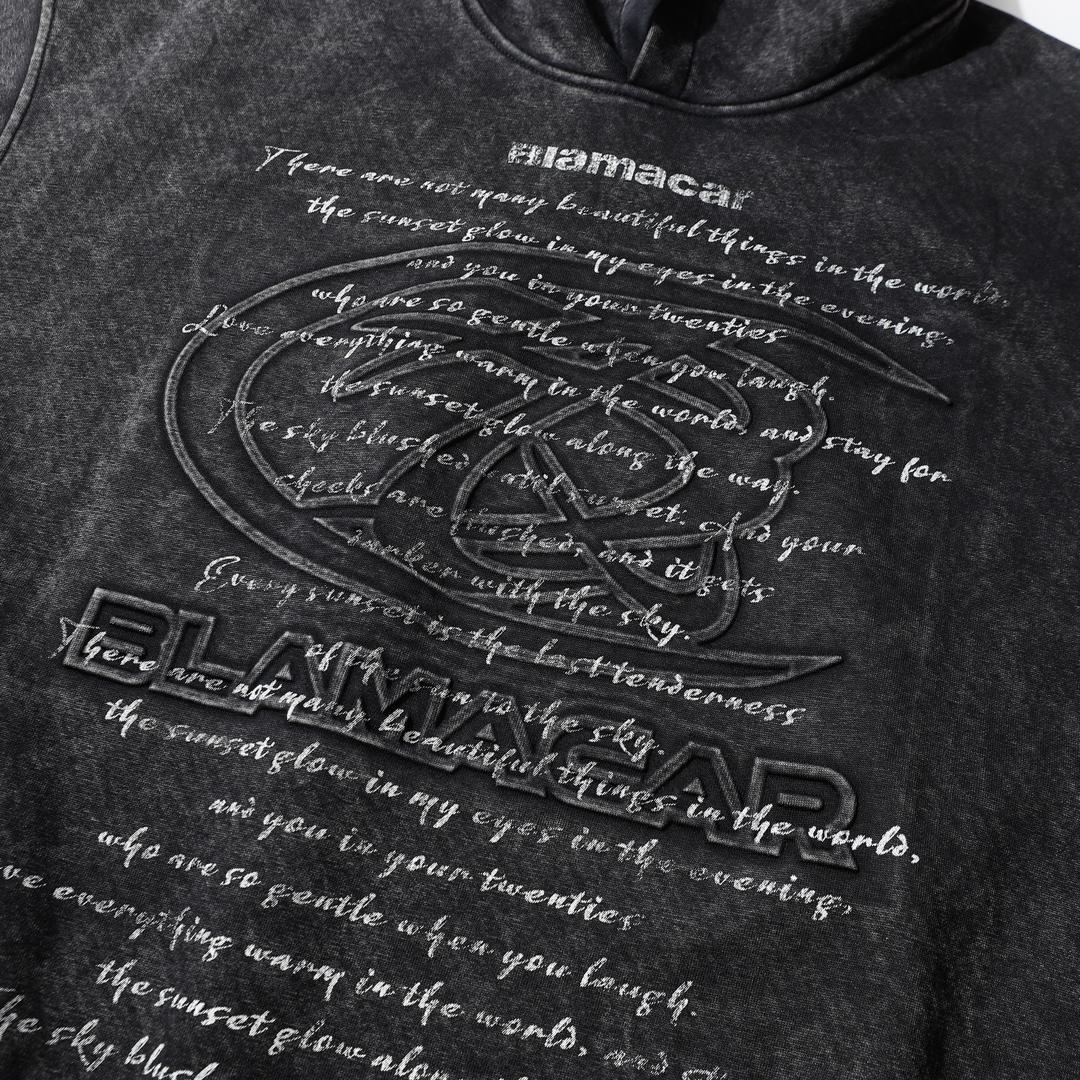 Long Sleeve Cotton Polyester Vintage Script Hoodie