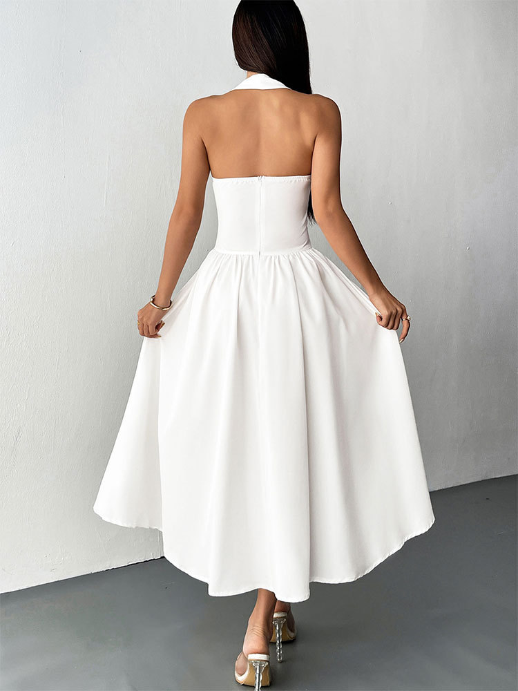 Halter Sleeveless Flared Maxi Dress