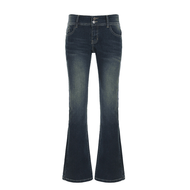 Workwear Hipster Bell-Bottom Washed Jeans