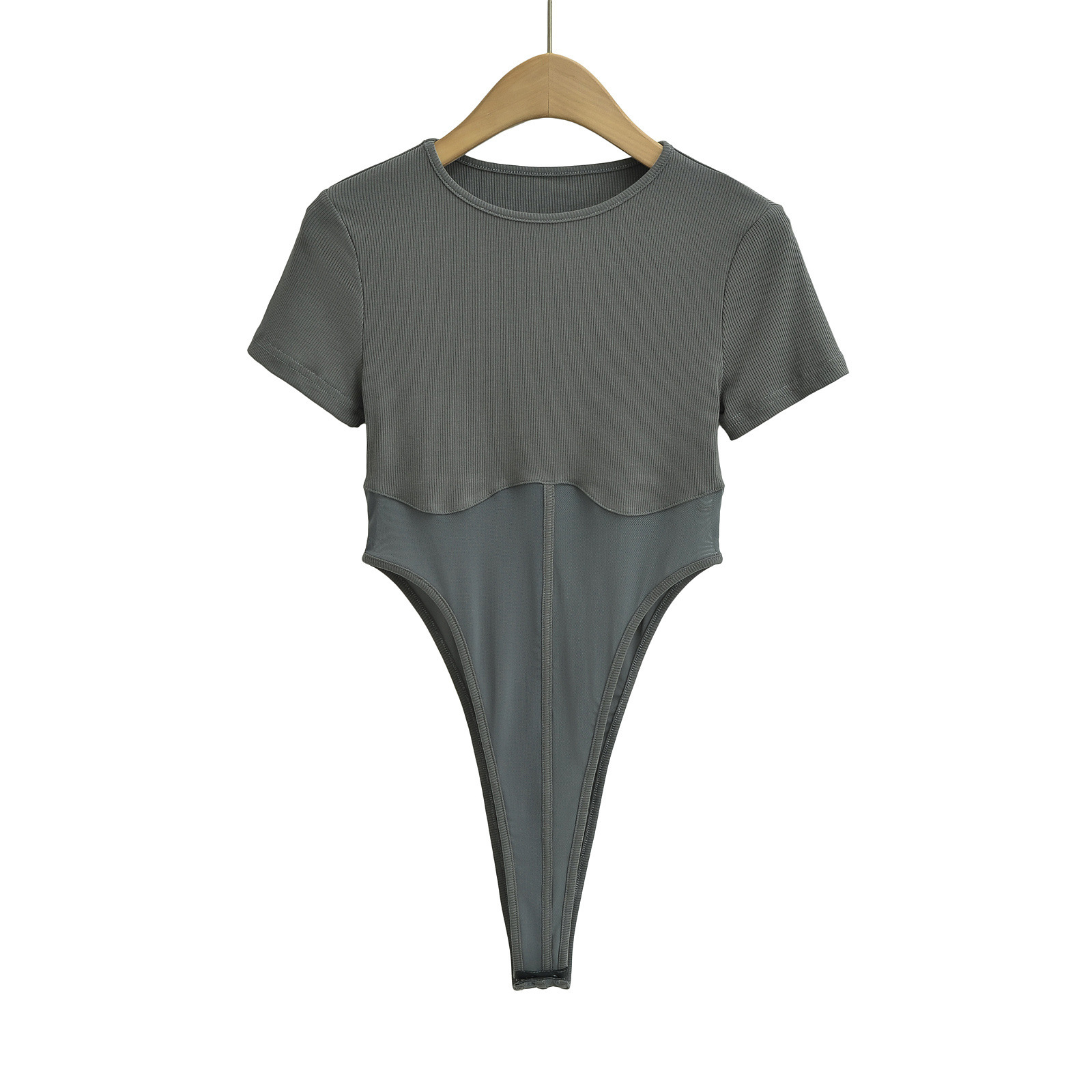 Spandex Three-Quarter Sleeve Side Cutout Sheer Panel Jumpsuit