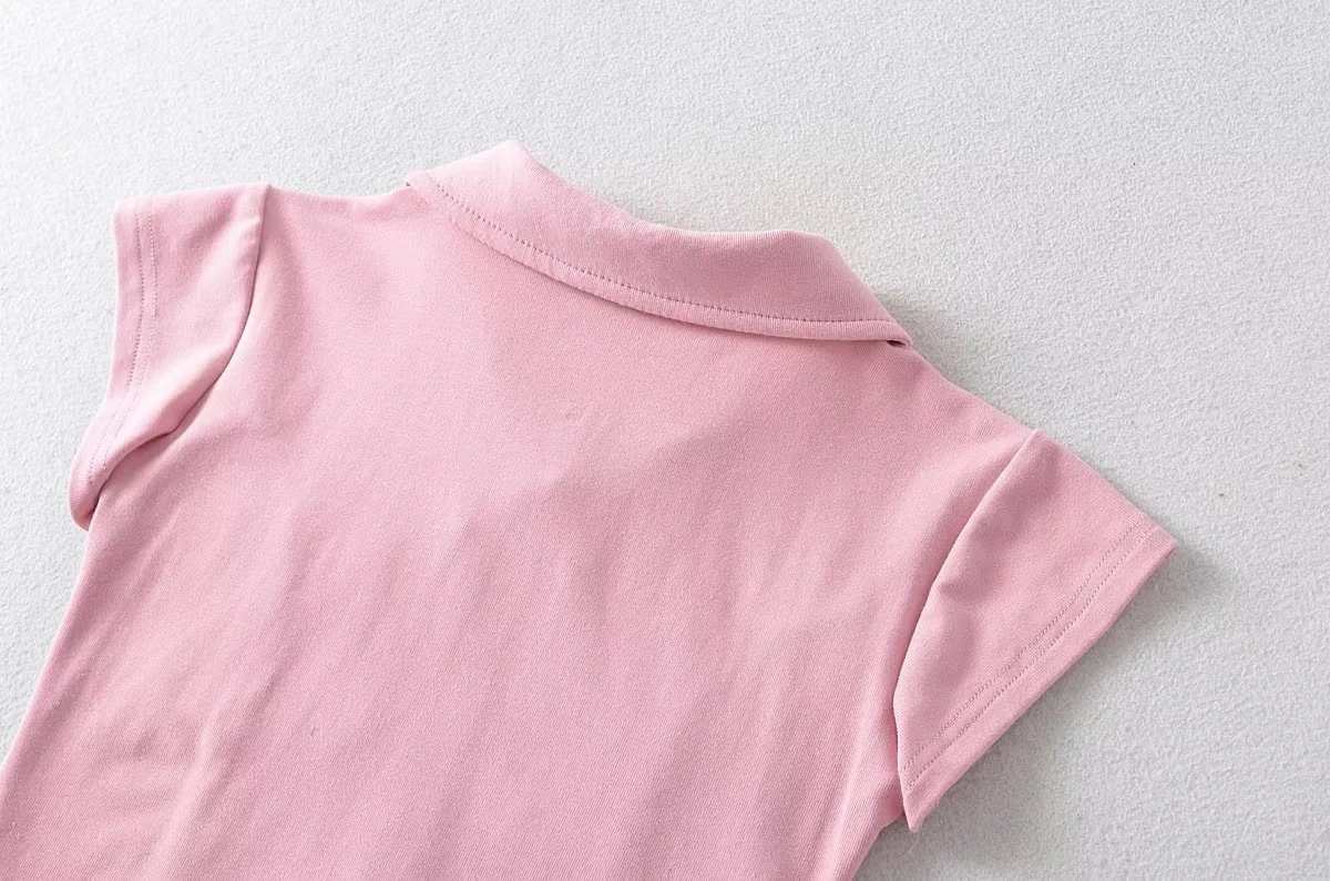 Ladies Half Sleeve Notch Collar Cardigan Tee