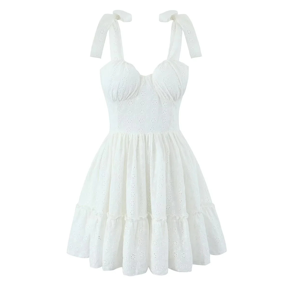 A-Line Square Neck Sleeveless Cotton Solid Strappy Dress
