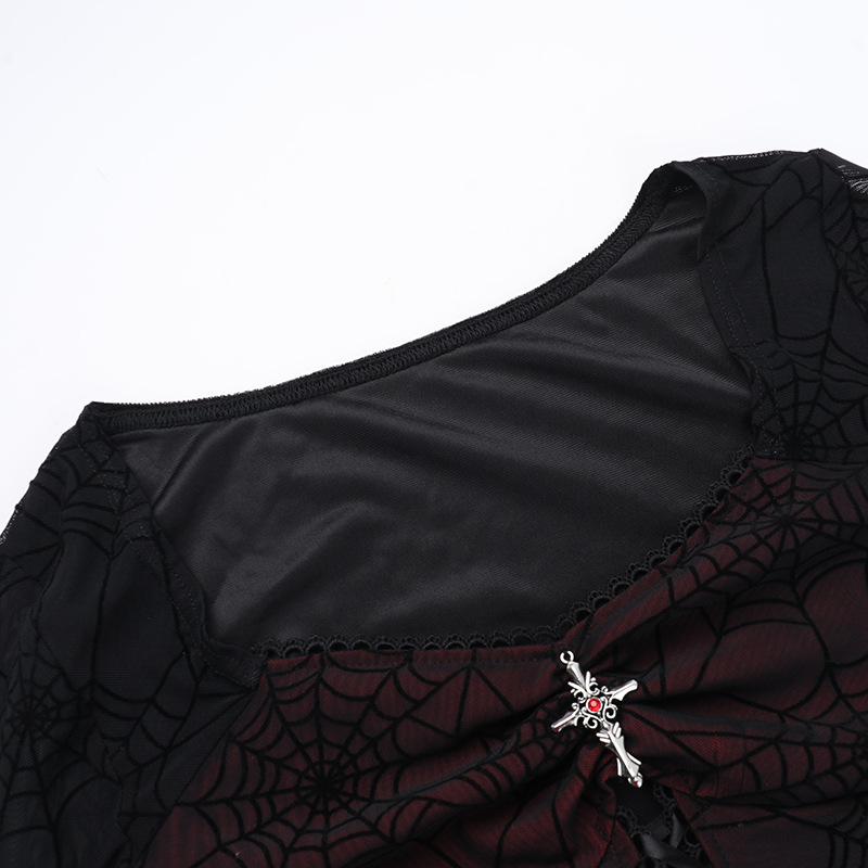 V-Neck High-Waist Spider Web Print Long Pencil Dress