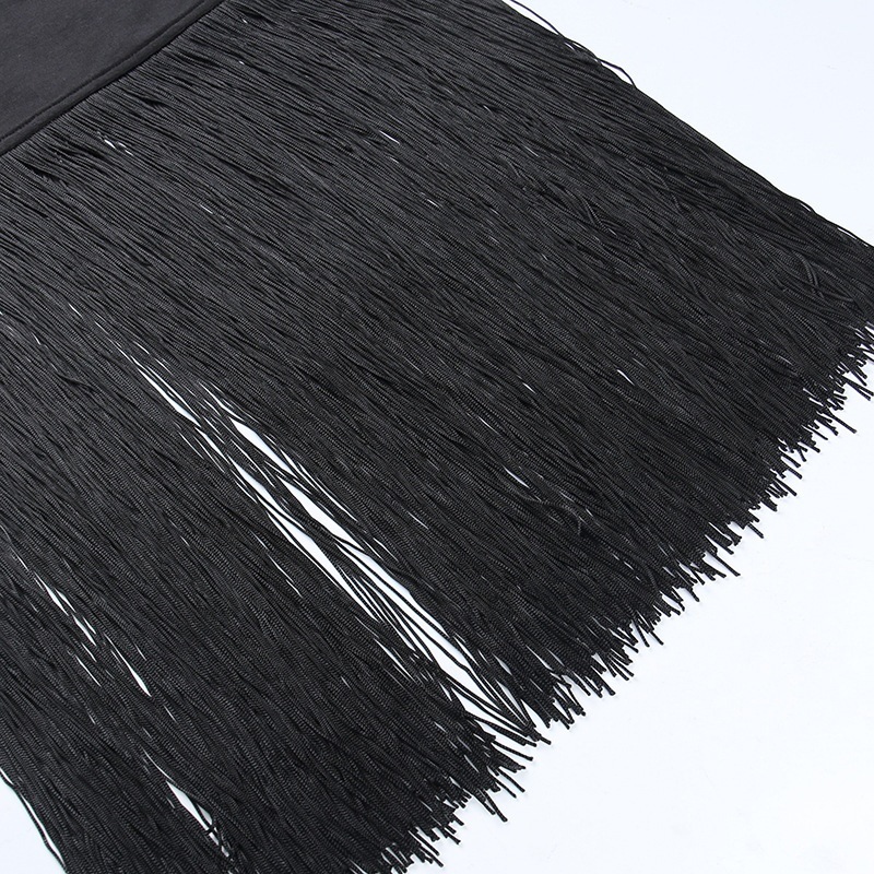 Bodycon Bandeau Fringe Side Split Midi Dress