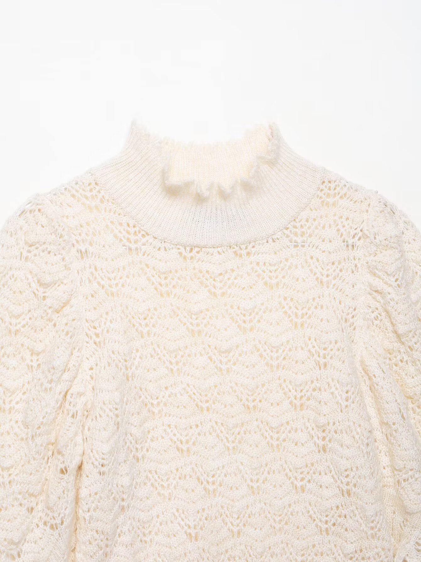 Mockneck Puff Shoulder Sweater