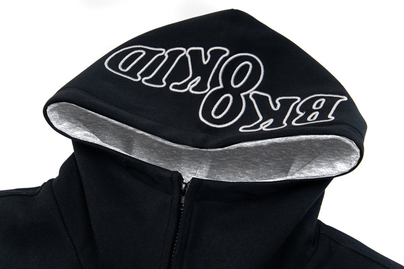 Street Relaxed Fit Zip-Up Letter Print Hoodie
