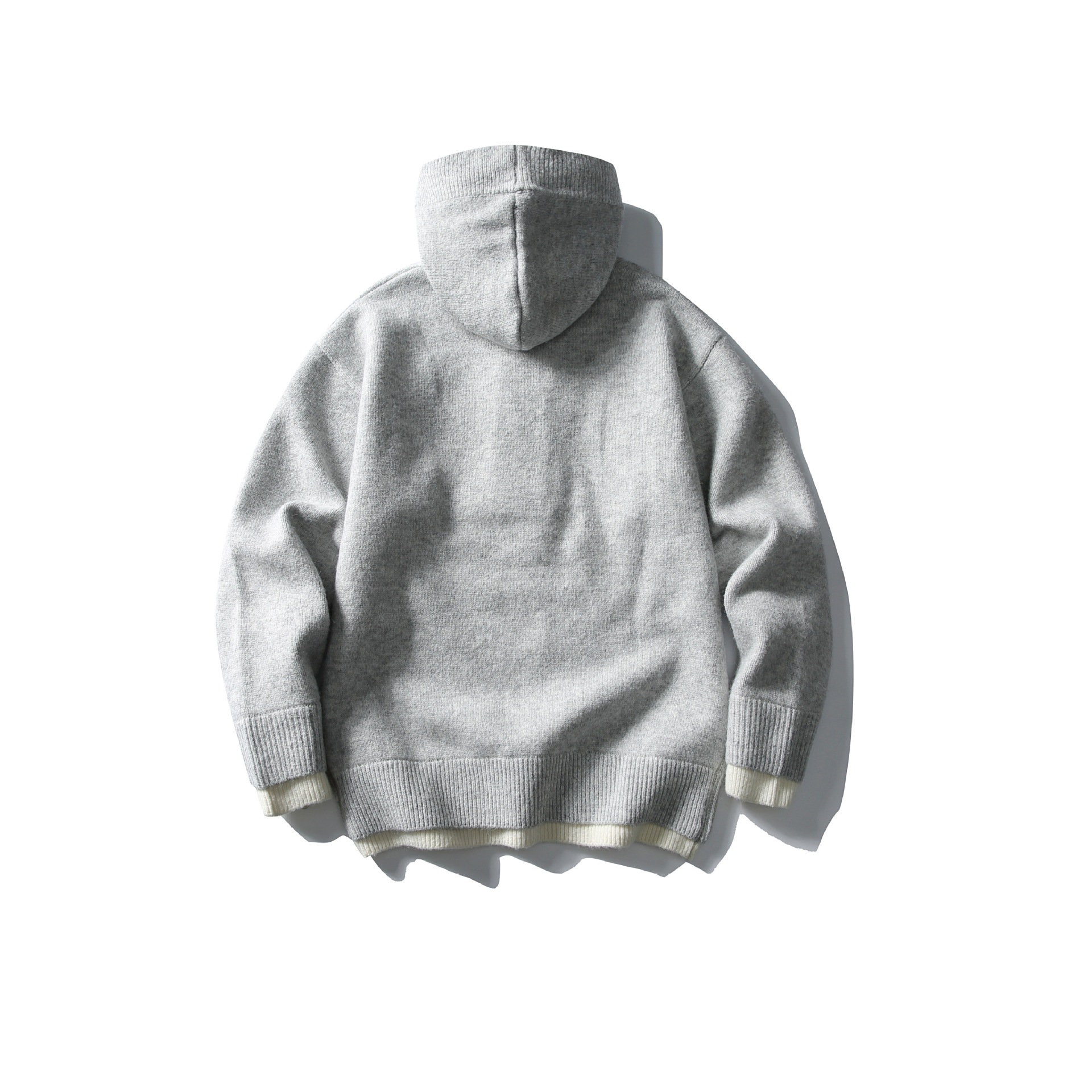 Premium Faux Layered Partial Zip Hood Sweater
