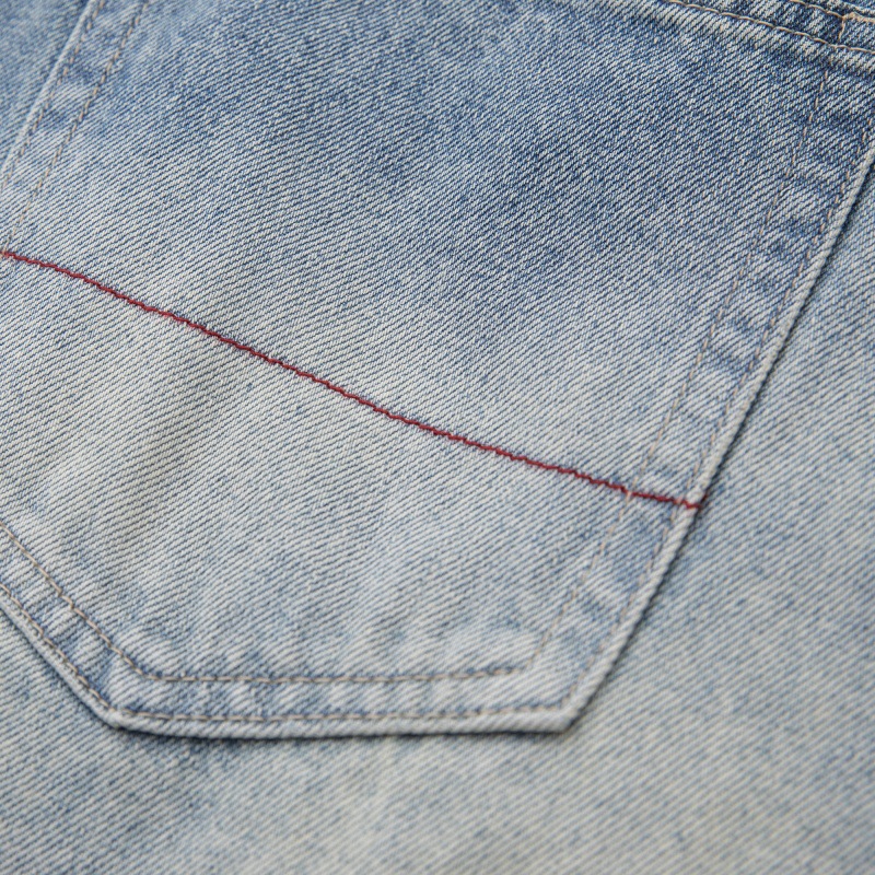 Heavy Washed Fleece Distressed Loose Casual Jeans Men
