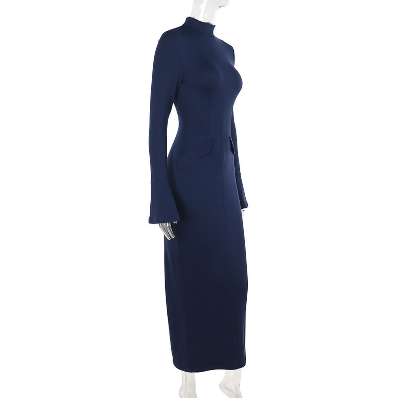 Tailored Round Neck High Waist Spandex Dress