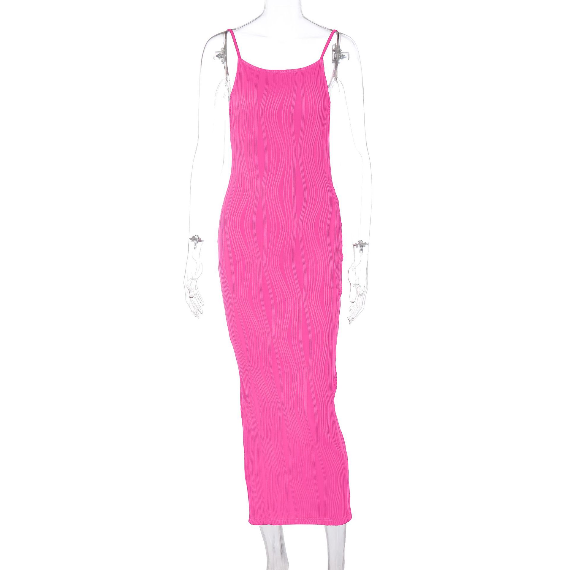 Open Back Sleeveless Collarless Polyester Mid Waist Dress