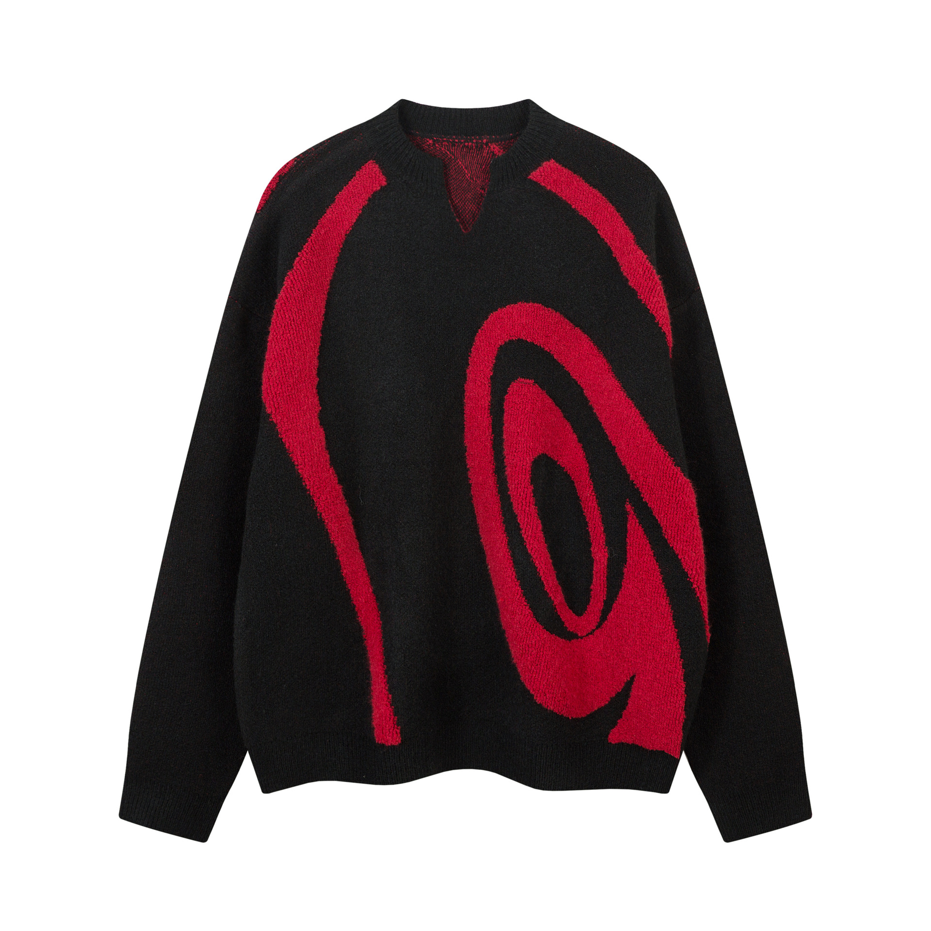 Cotton Blend Retro Two-Tone Plunge Sweater