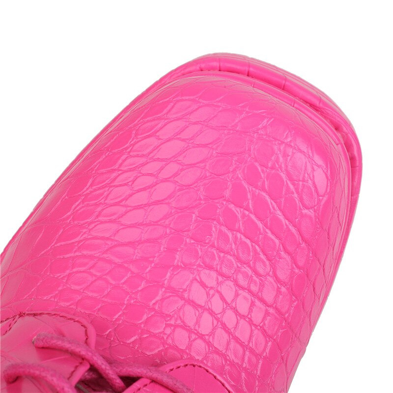 Women Pumps Brand Fashion New Square Toe Platform Thick High Heels Lace-Up Shoes Party Office Ladies