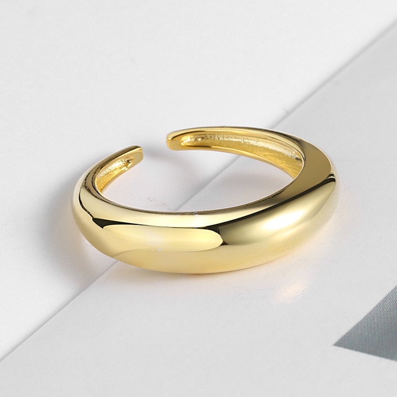 Silver Color Open Ring Smooth Drop Personality Adjustable Ring Fine Jewelry For Women Party Accessories Trend