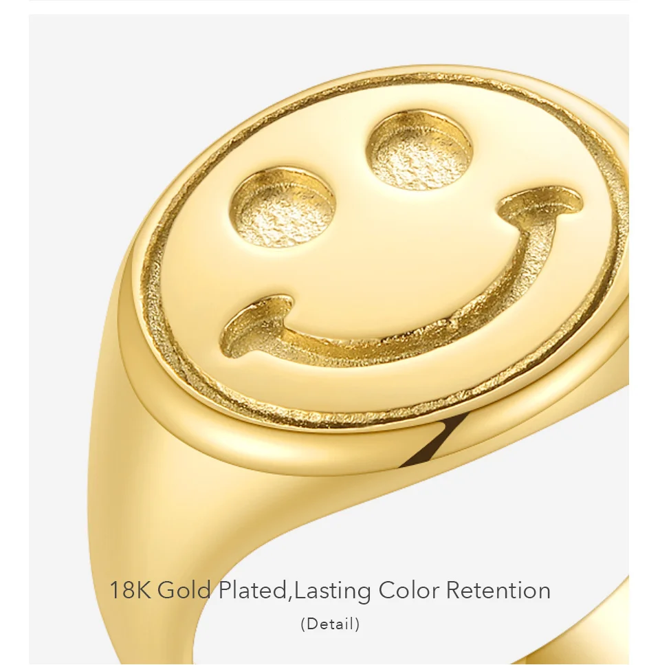 Vintage Smiling Face Rings For Women Stainless Steel Fashion Jewelry Gold Color Ring Halloween