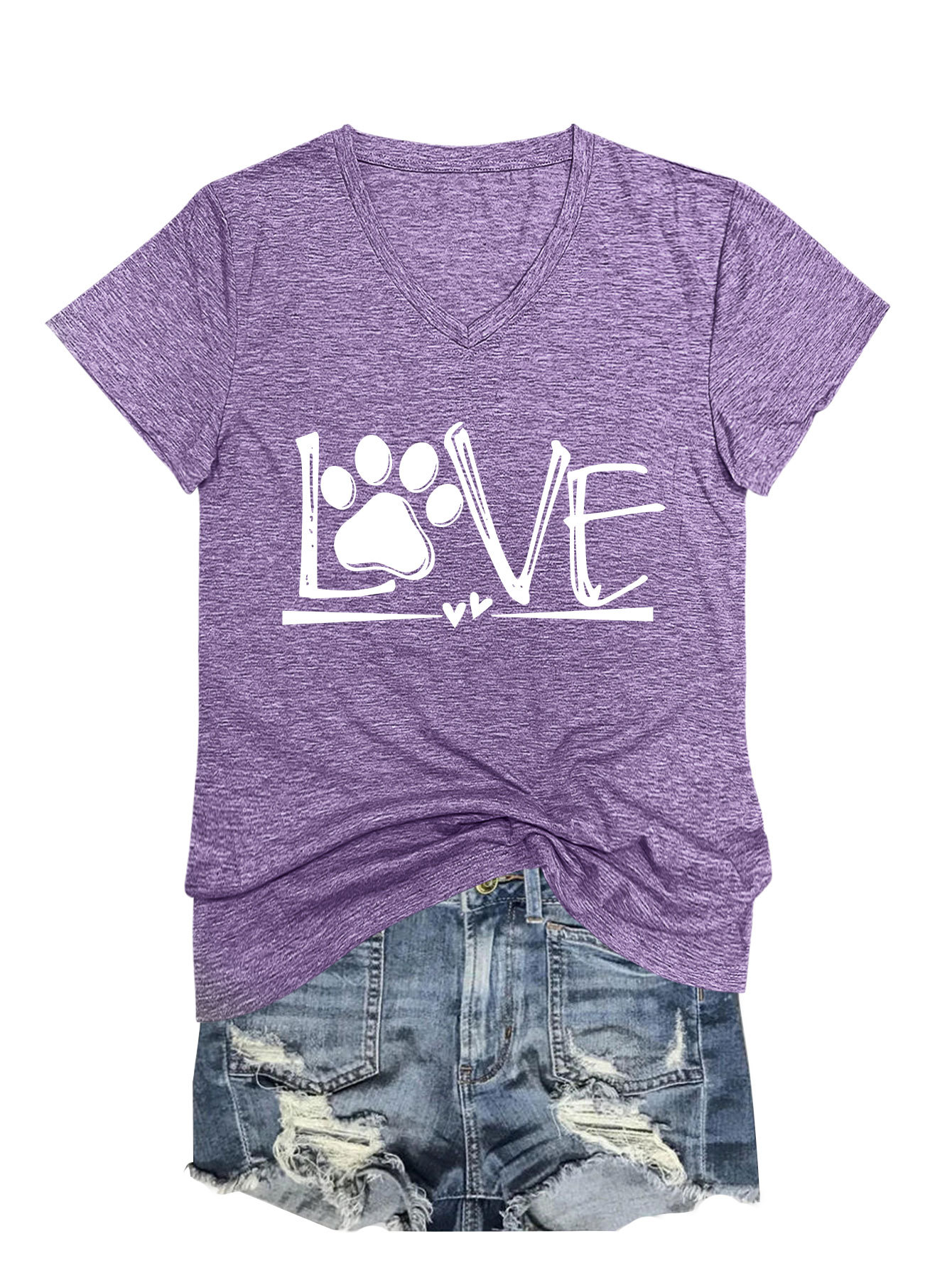 Geometric Print Round Collar Ladies T-Shirt