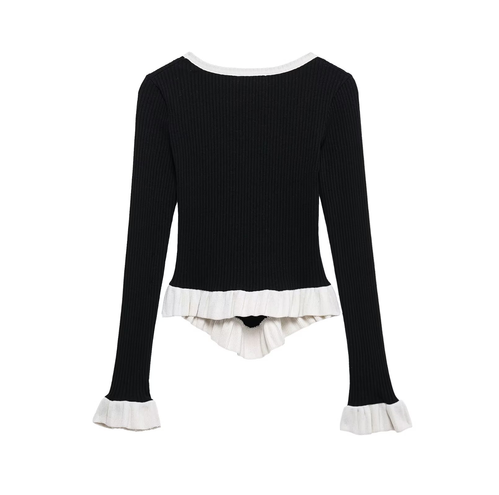 European American Long Sleeve Color Block Sweater