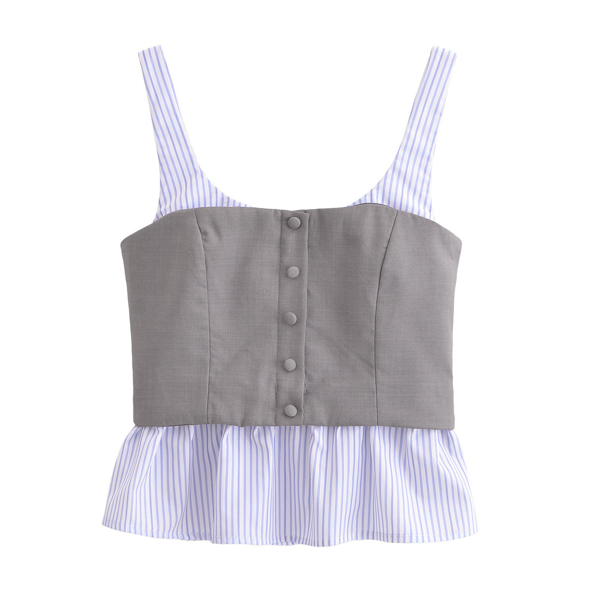 European Chic Sleeveless Colorblock Blouse