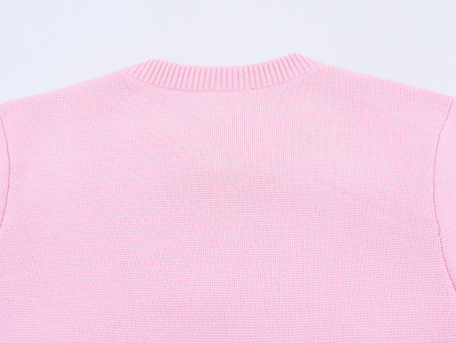 Round neck short sleeved button up knitted sweater top for women