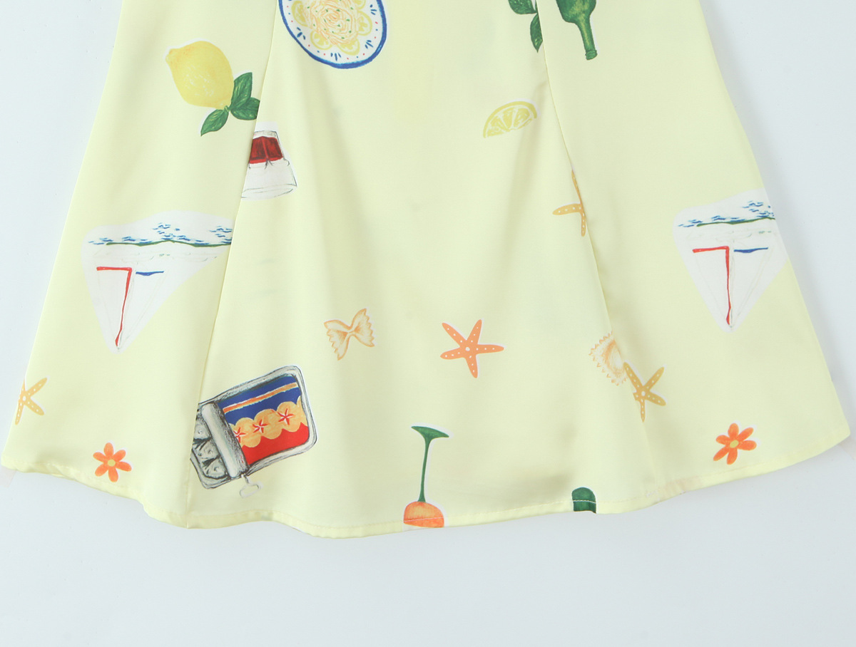 Women's Clothing Yellow Fun Print Three-dimensional Bust Support Mini Dress