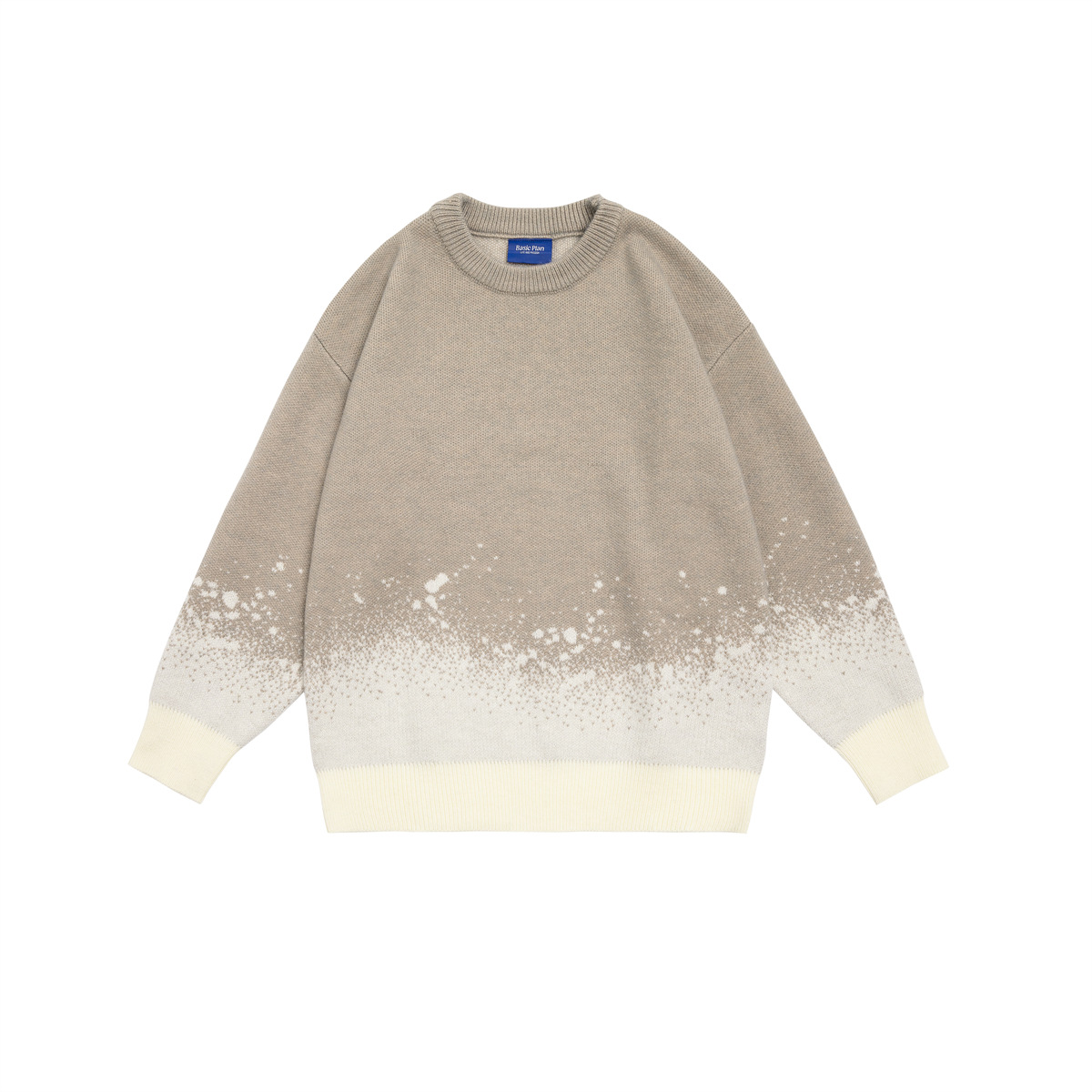 Japanese Workwear Two-Tone Oversized Long Sleeve Crew Sweater