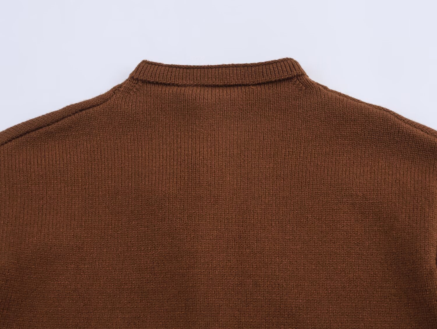 Mandarin Neck Three-Quarter Sleeve Button-Front Polyester Cardigan